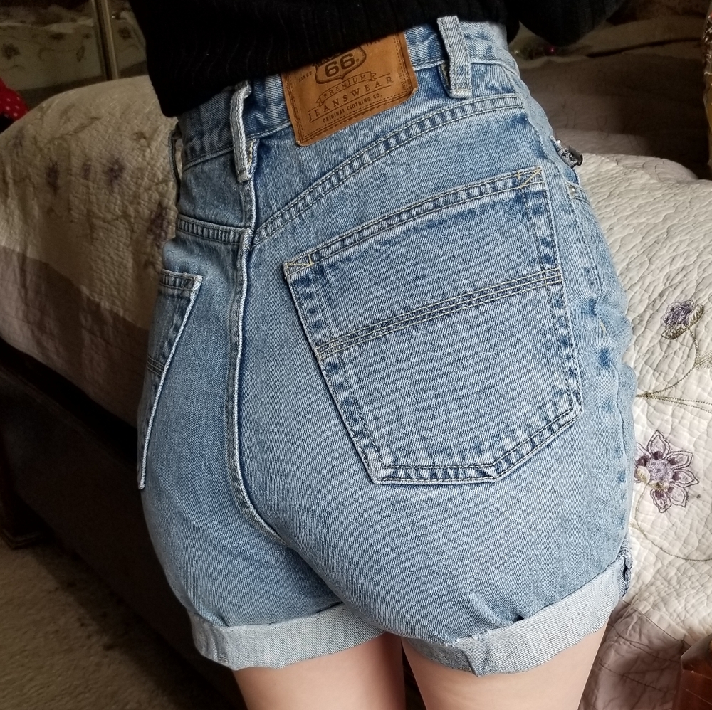 High waisted mom jean shorts